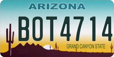 AZ license plate BOT4714
