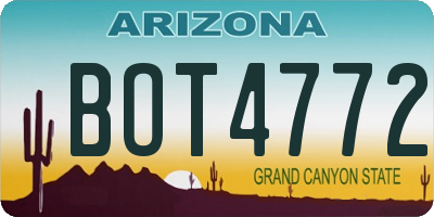 AZ license plate BOT4772