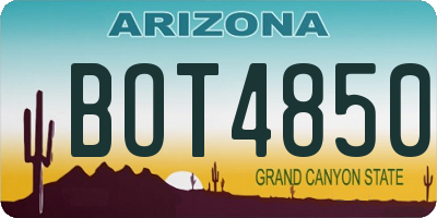 AZ license plate BOT4850