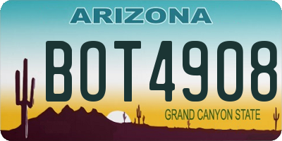 AZ license plate BOT4908