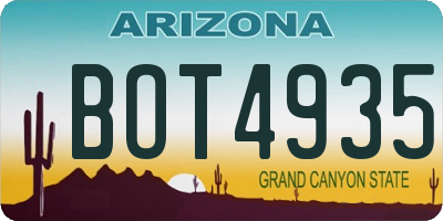 AZ license plate BOT4935