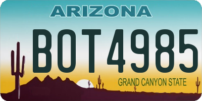 AZ license plate BOT4985