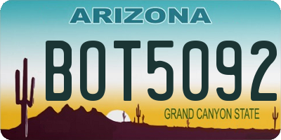 AZ license plate BOT5092