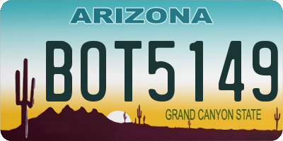 AZ license plate BOT5149