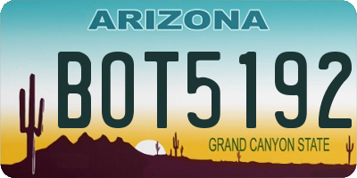 AZ license plate BOT5192