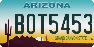 AZ license plate BOT5453