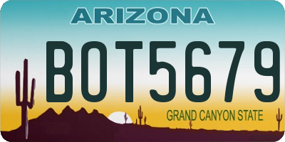 AZ license plate BOT5679