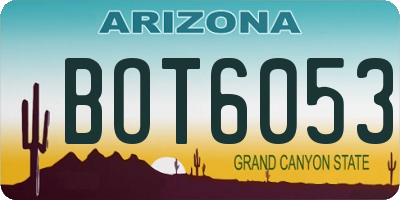AZ license plate BOT6053