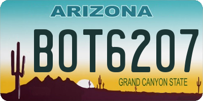 AZ license plate BOT6207