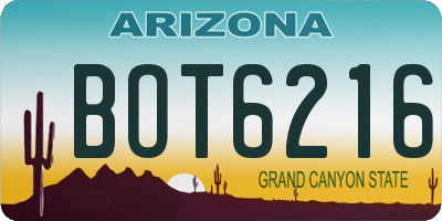 AZ license plate BOT6216