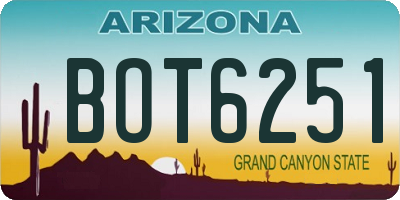 AZ license plate BOT6251