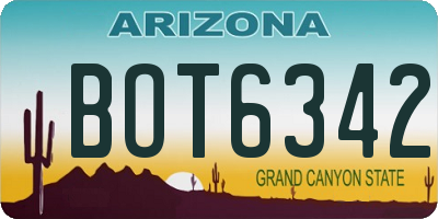 AZ license plate BOT6342