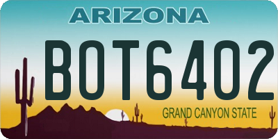 AZ license plate BOT6402