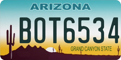 AZ license plate BOT6534