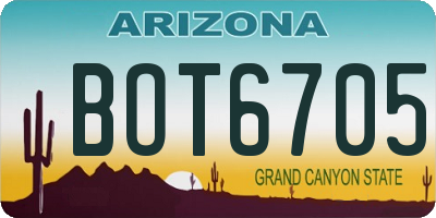 AZ license plate BOT6705