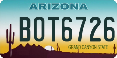 AZ license plate BOT6726