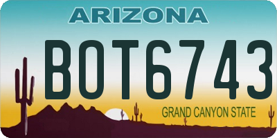 AZ license plate BOT6743