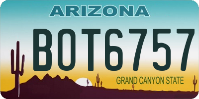 AZ license plate BOT6757