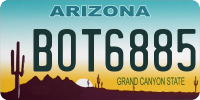 AZ license plate BOT6885