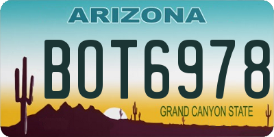 AZ license plate BOT6978