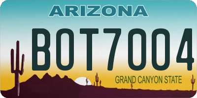 AZ license plate BOT7004