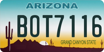 AZ license plate BOT7116
