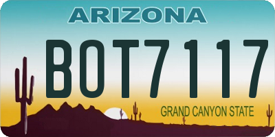 AZ license plate BOT7117