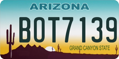 AZ license plate BOT7139
