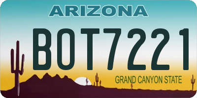 AZ license plate BOT7221