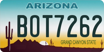 AZ license plate BOT7262