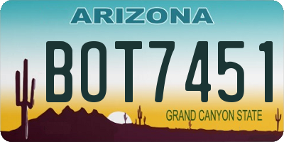 AZ license plate BOT7451