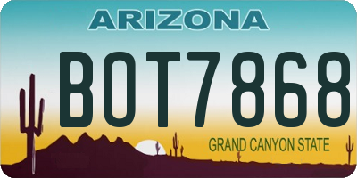 AZ license plate BOT7868