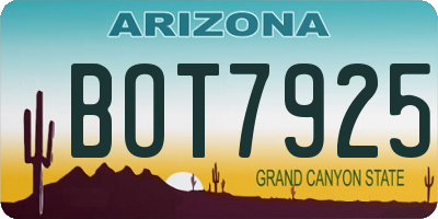 AZ license plate BOT7925