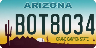 AZ license plate BOT8034