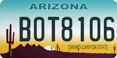 AZ license plate BOT8106