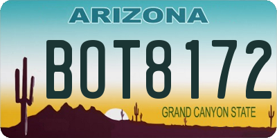 AZ license plate BOT8172