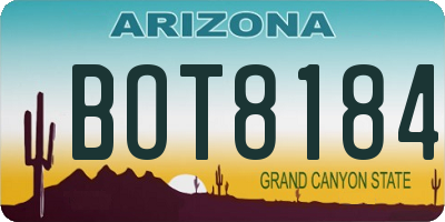 AZ license plate BOT8184