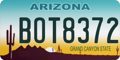 AZ license plate BOT8372