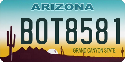 AZ license plate BOT8581