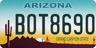 AZ license plate BOT8690