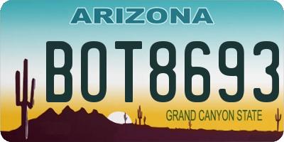 AZ license plate BOT8693