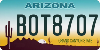 AZ license plate BOT8707