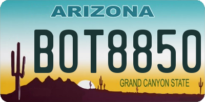 AZ license plate BOT8850