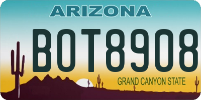 AZ license plate BOT8908