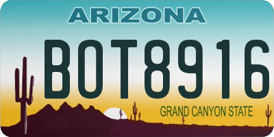 AZ license plate BOT8916