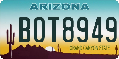 AZ license plate BOT8949