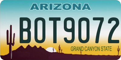 AZ license plate BOT9072
