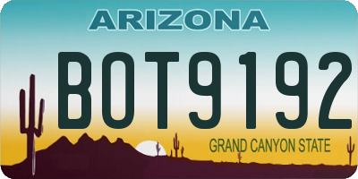 AZ license plate BOT9192