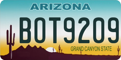 AZ license plate BOT9209