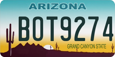 AZ license plate BOT9274